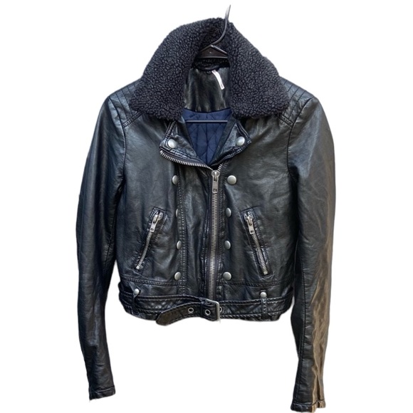 Free people Ashviille faux leather cropped moto jacket XS - Picture 6 of 10